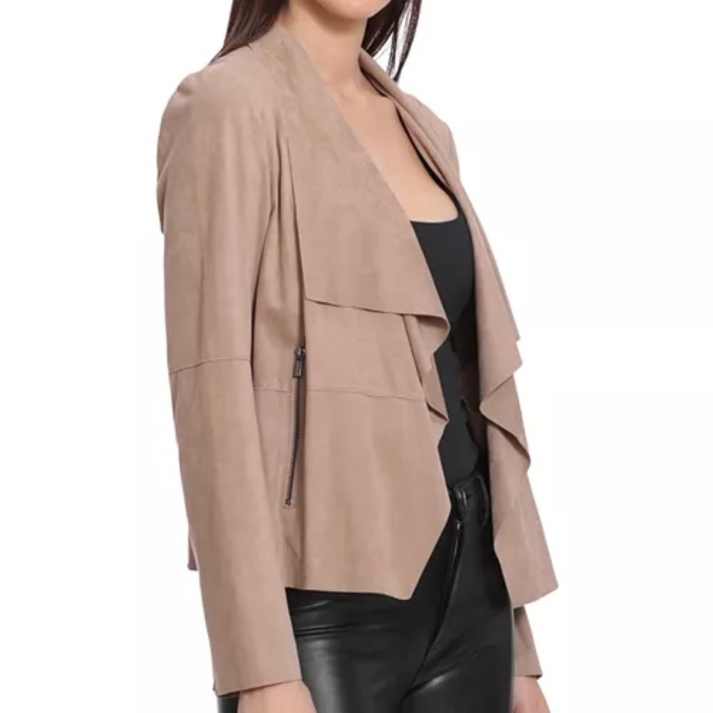 Bagatelle, Women’s Faux-Suede Drape-Front Jacket Sz M - Picture 2 of 14